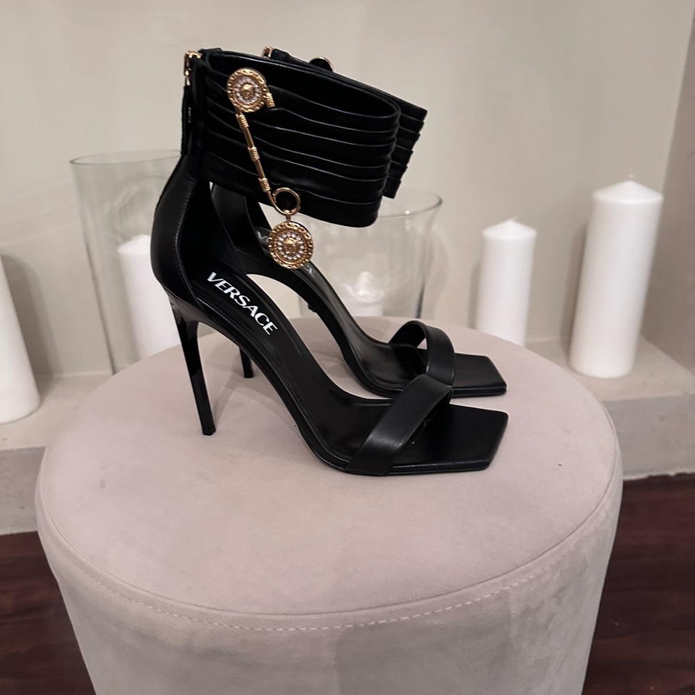 Authentic Versace Embellished leather sandals